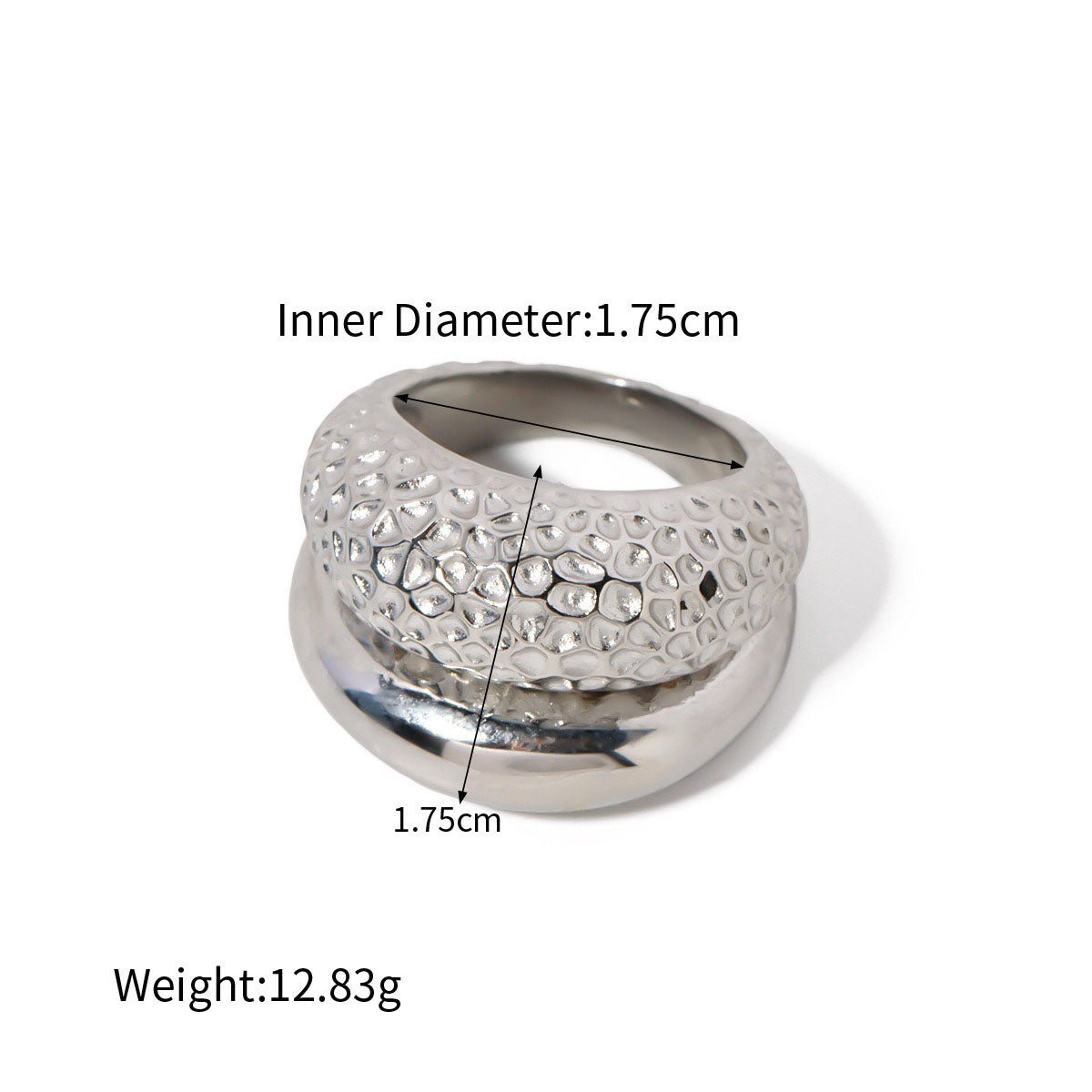 18k gold classic double-layer hammered ring - JuVons
