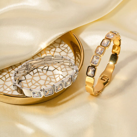 18K gold dazzling zircon light luxury bracelet - JuVons