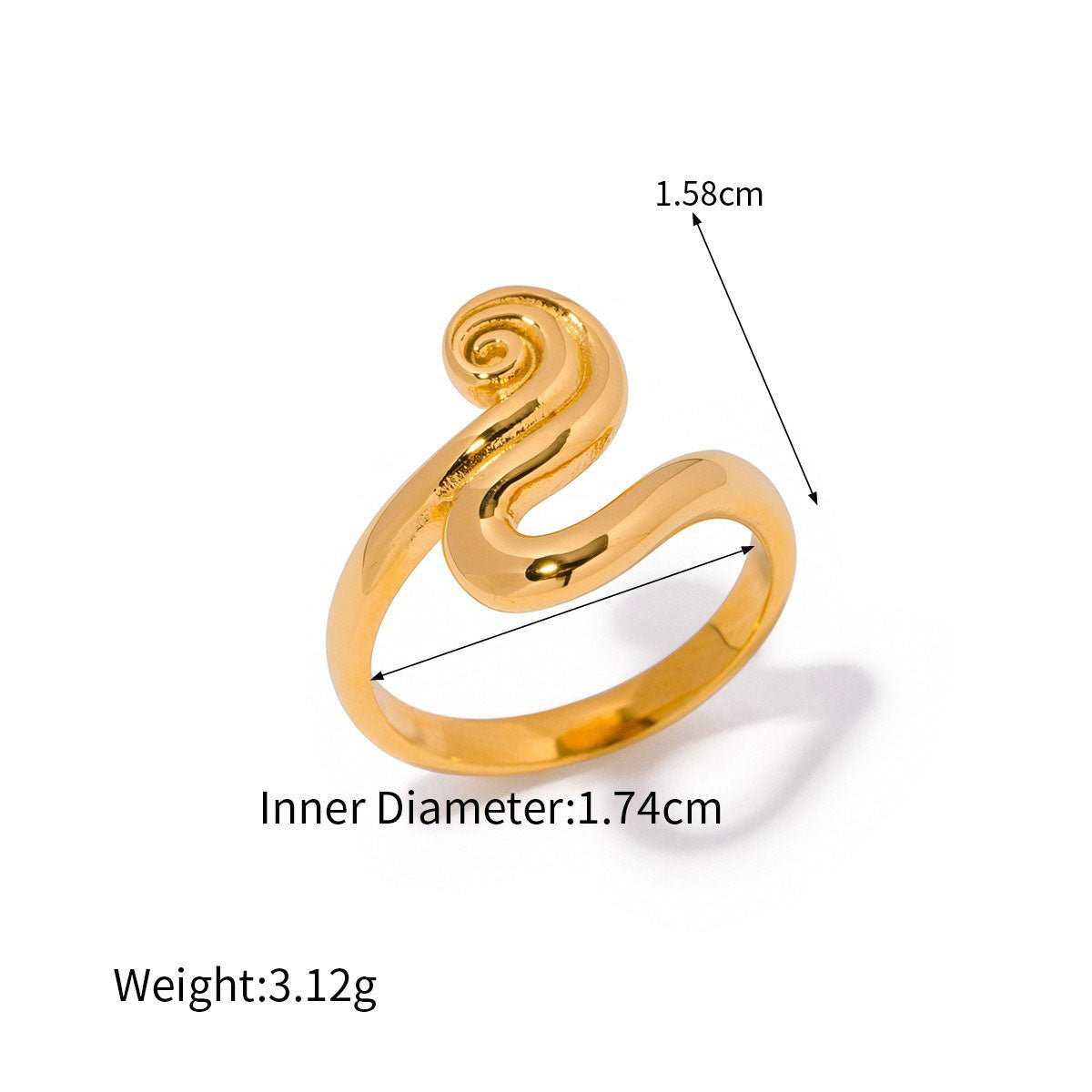 18K gold elegant geometric design ring - JuVons