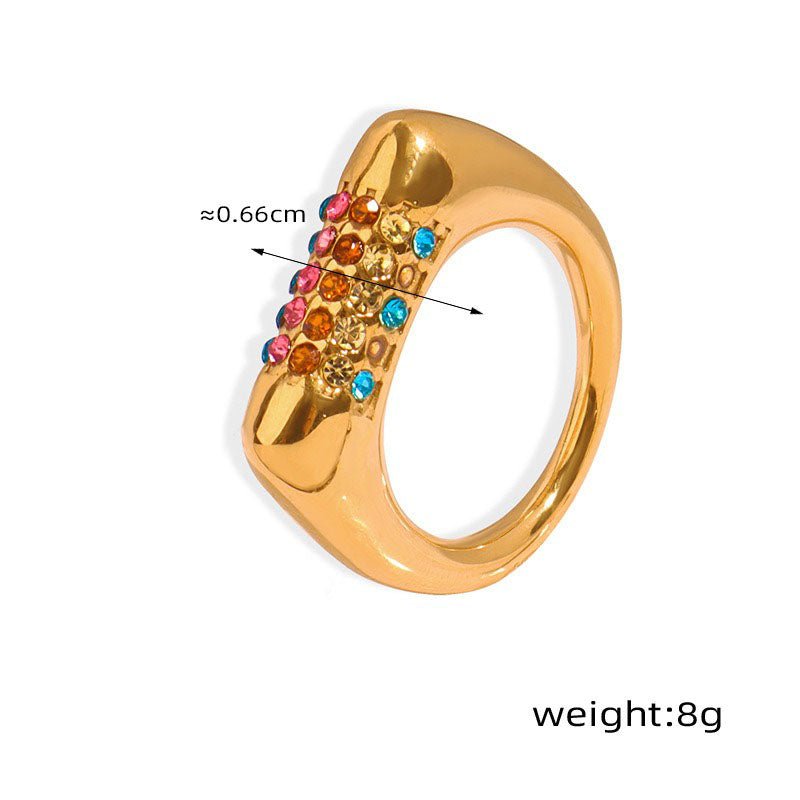 18K gold elegant geometric zircon ring - JuVons