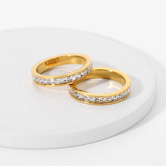 18K gold exquisite single circle zircon ring - JuVons