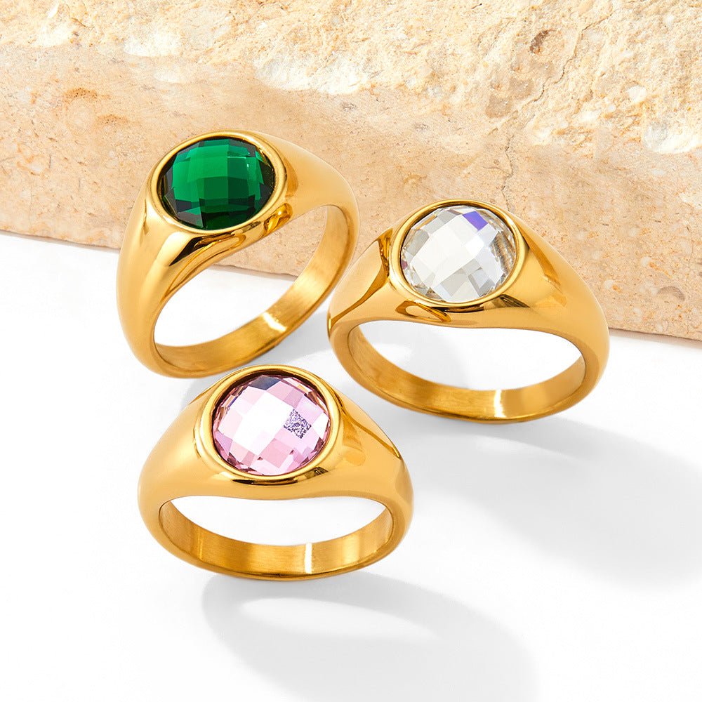 18k gold fashionable diamond ring - JuVons