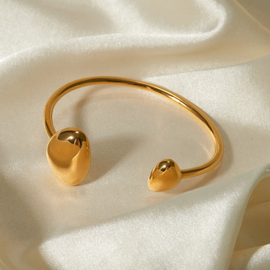 18k gold irregular design open bracelet - JuVons