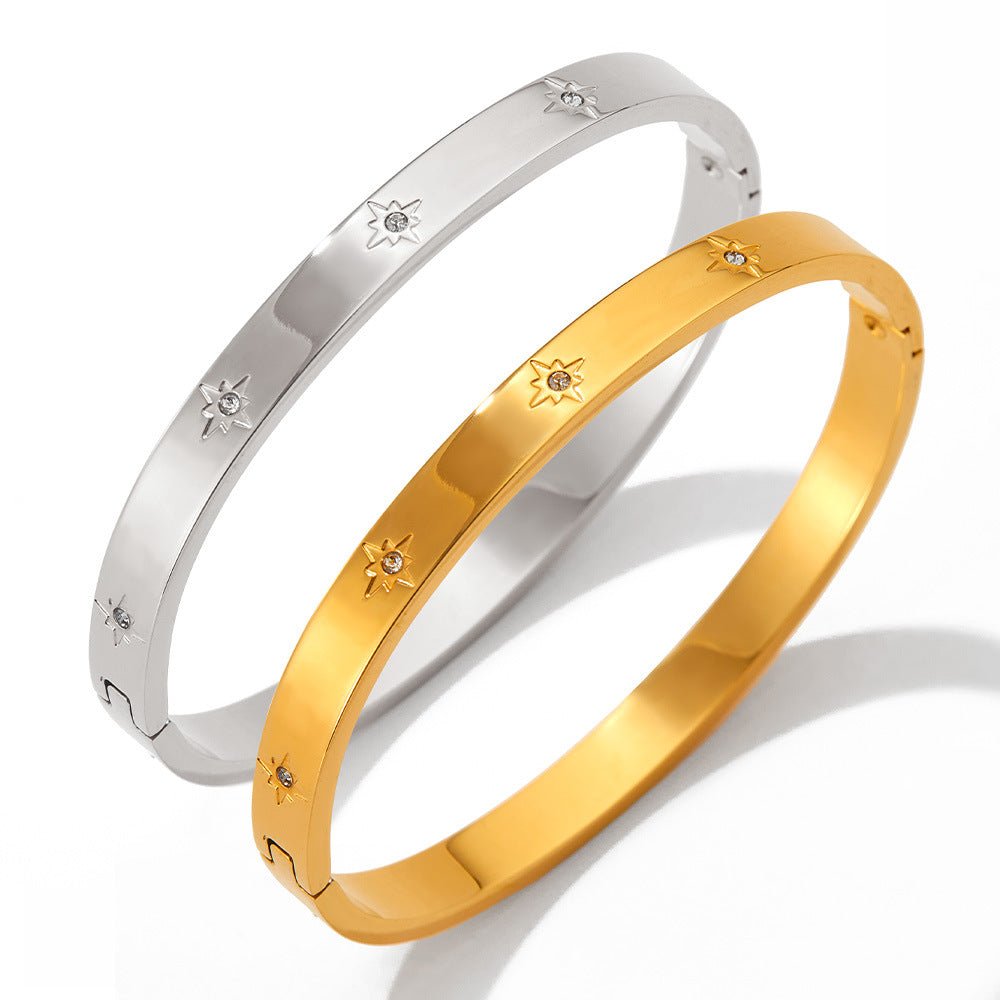 18K gold luxury eight-pointed star diamond bracelet - JuVons