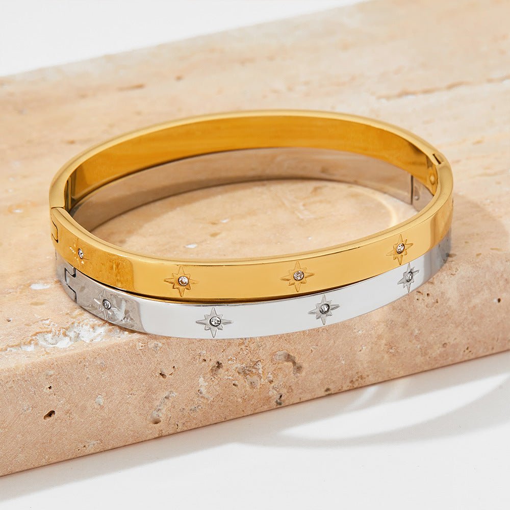 18K gold luxury eight-pointed star diamond bracelet - JuVons
