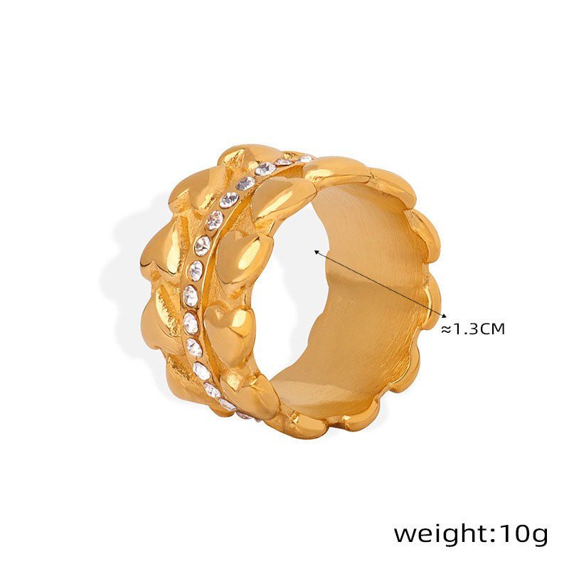 18K gold luxury love zircon design ring - JuVons