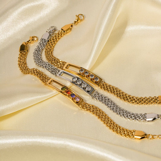 18K gold luxury zircon design bracelet - JuVons
