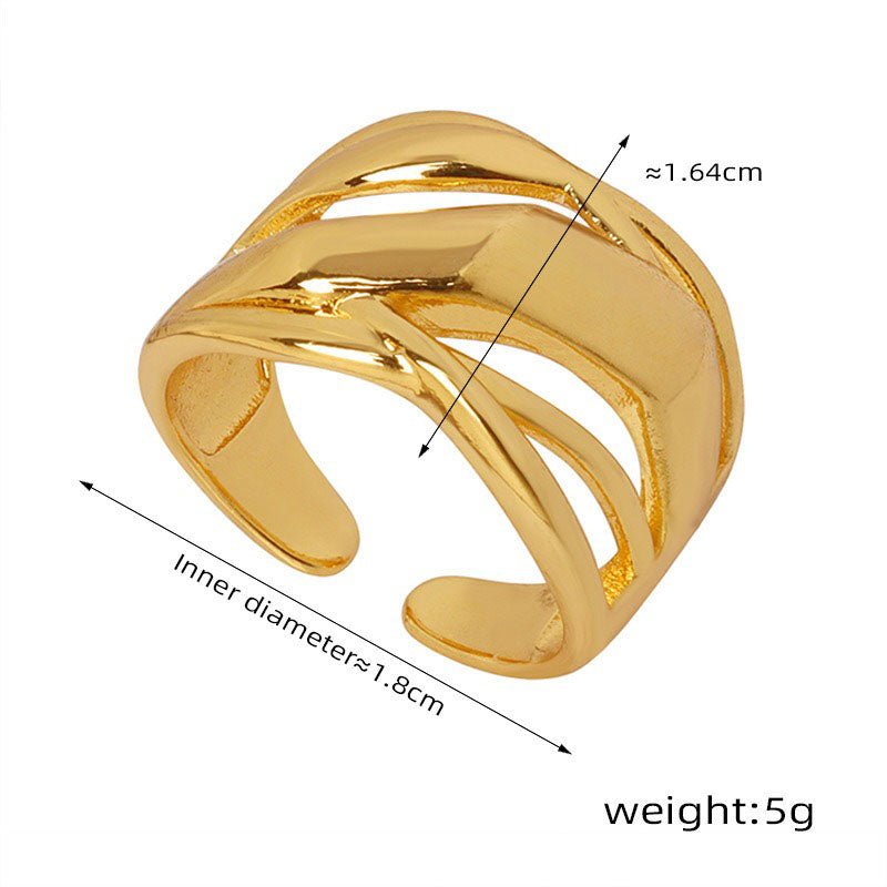 18K gold multi-layered cross design ring - JuVons