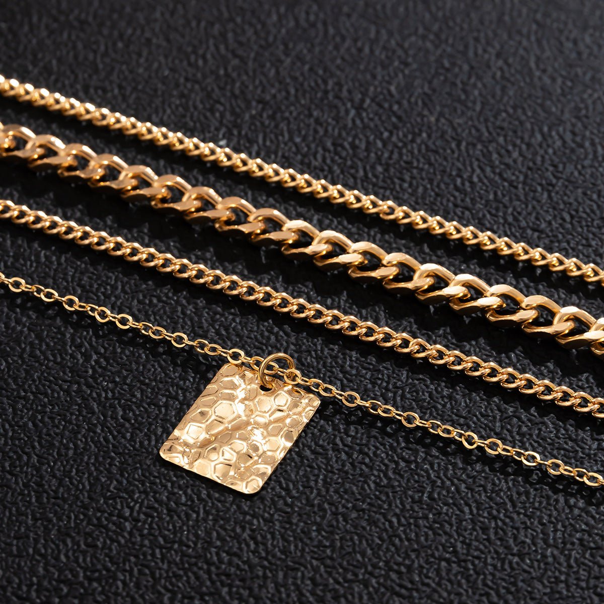 18K Gold Personality Square Pendant Hip Hop Necklace - JuVons