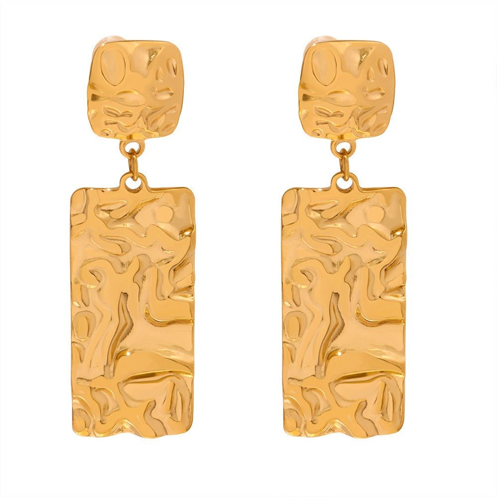 18K gold pleated texture design earring - JuVons