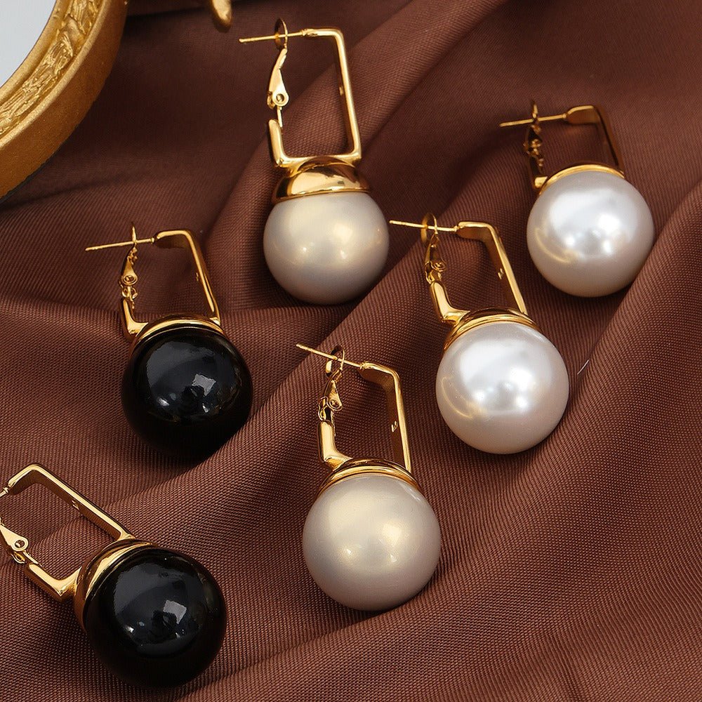18k gold retro pearl design earrings - JuVons