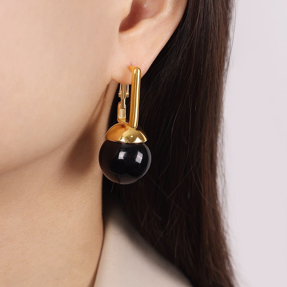 18k gold retro pearl design earrings - JuVons