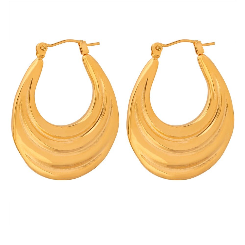 18K gold retro style crescent design earrings - JuVons