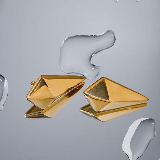 18k gold rhombus earrings - JuVons