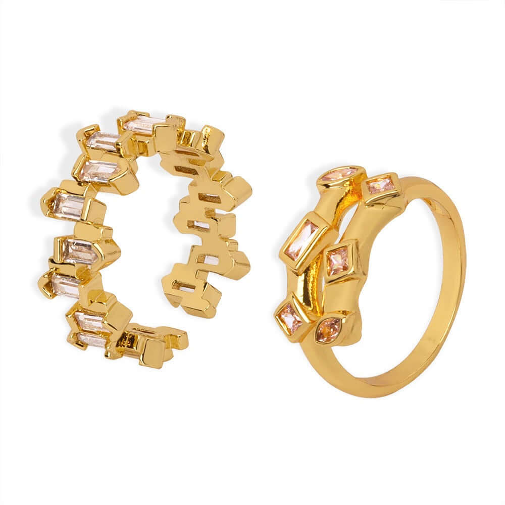18K gold sparkling zircon open ring - JuVons