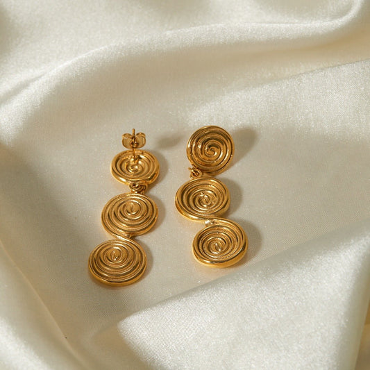 18k gold thread circle pendant design earrings - JuVons