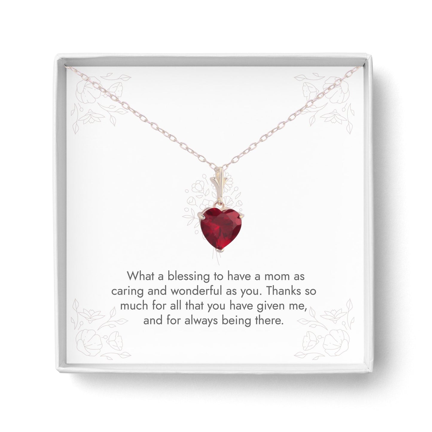 925 Sterling Silver Red Heart Pendant Necklace - JuVons