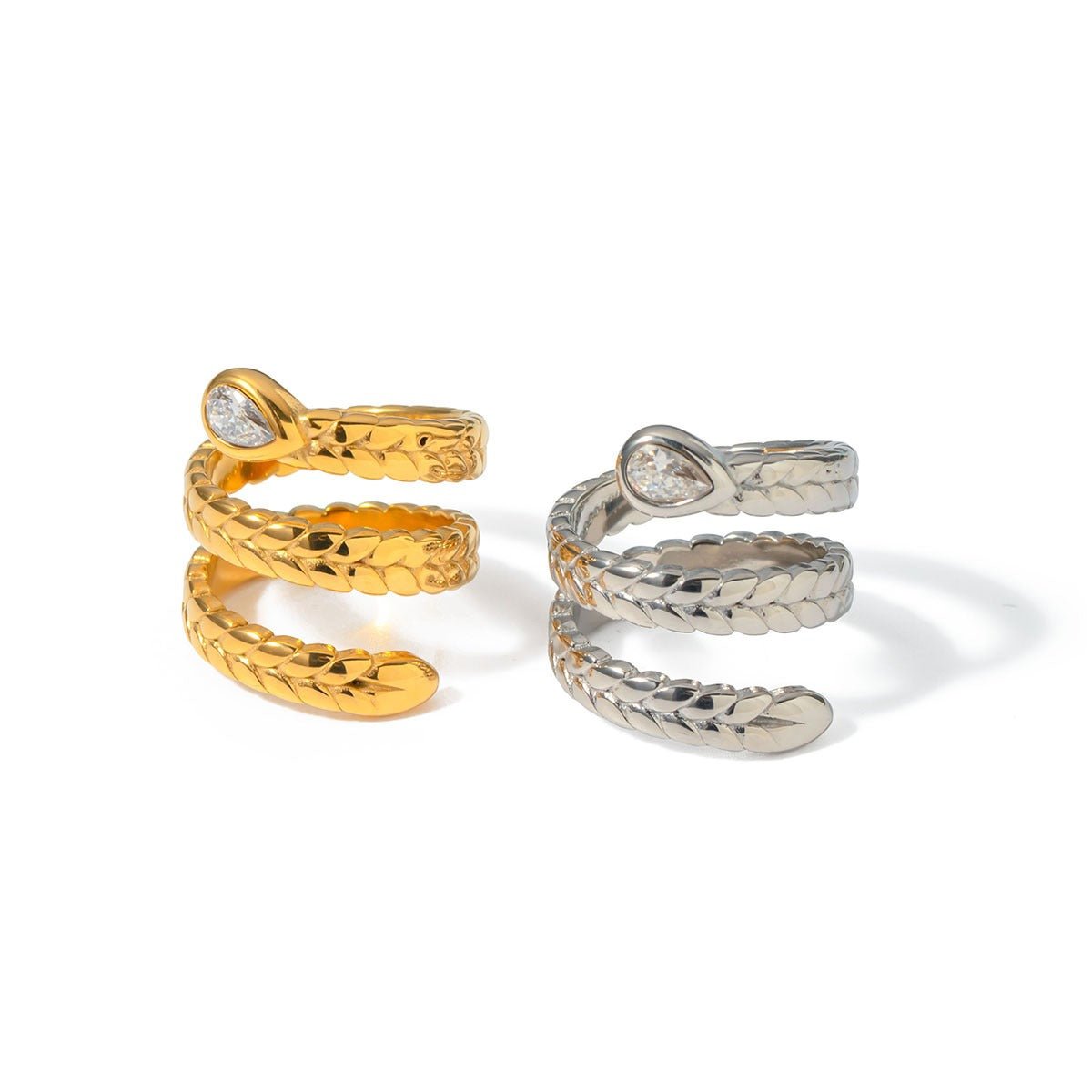 Beautiful & unique snake-shaped design ring in 18k gold - JuVons