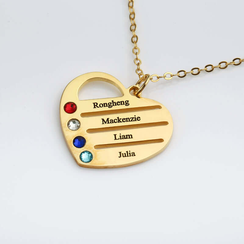 Classic Atmospheric Heart Shape Inlaid Birthstone Necklace (Customizable) - JuVons