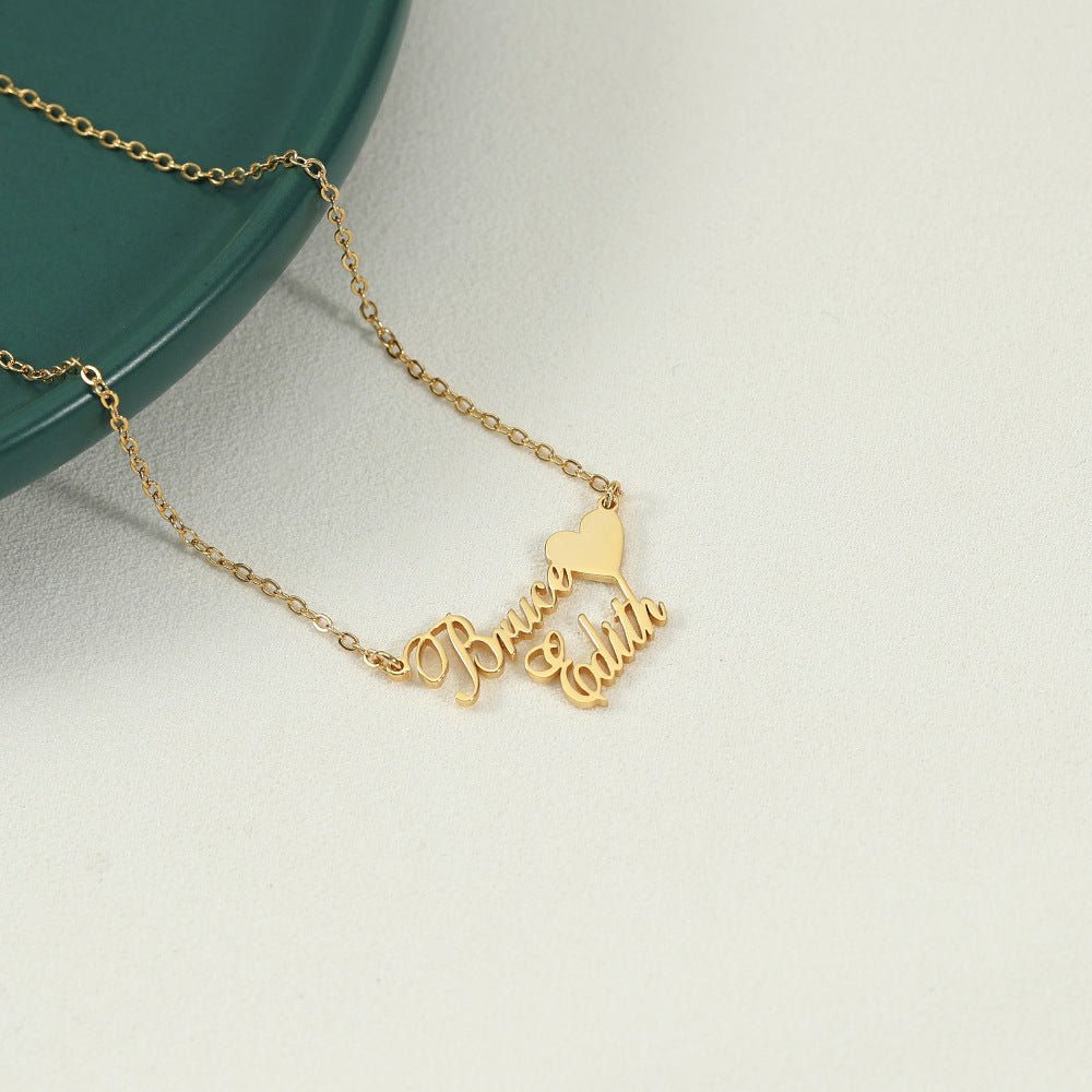 Classic simple heart with customizable name design light luxury style necklace - JuVons