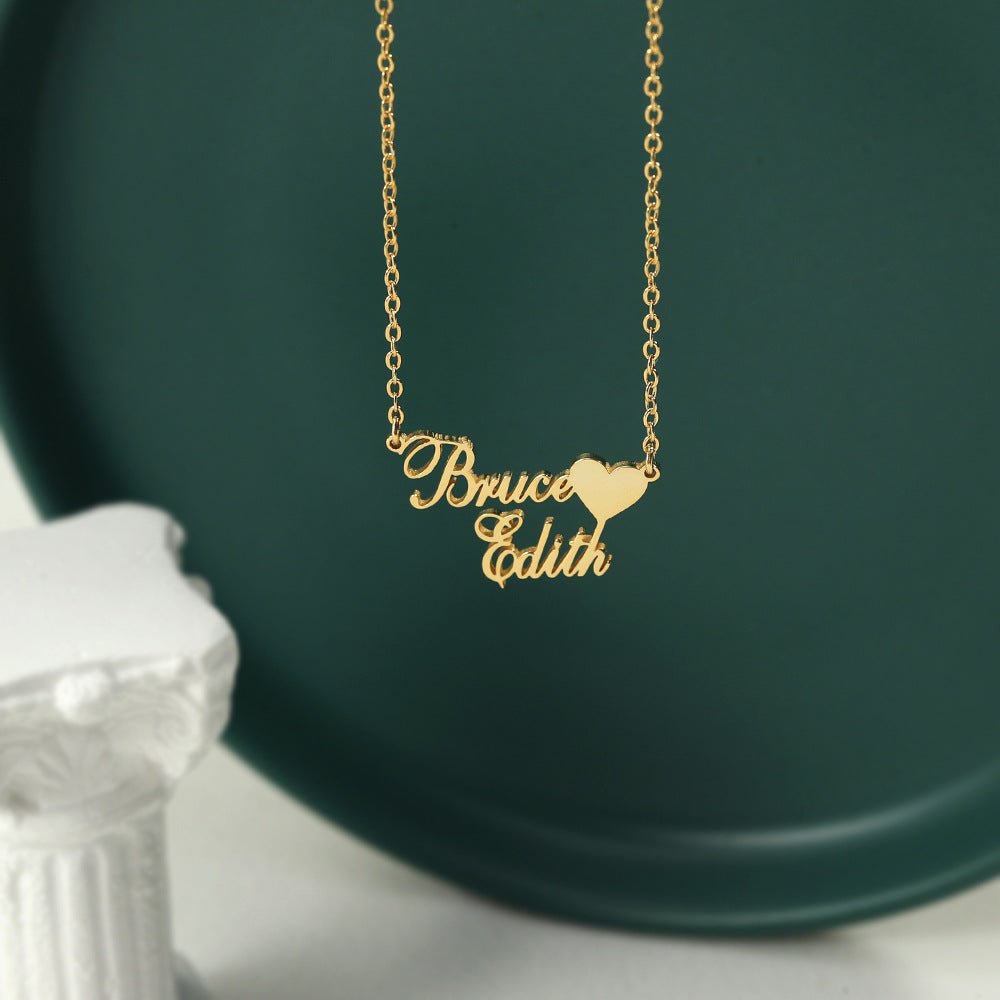 Classic simple heart with customizable name design light luxury style necklace - JuVons