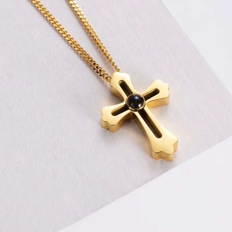 Classic Simple Hollow Cross Projection Necklace - JuVons