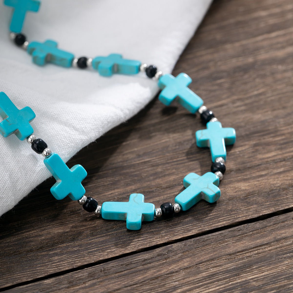 Classic Turquoise Cross Design Hip Hop Necklace - JuVons