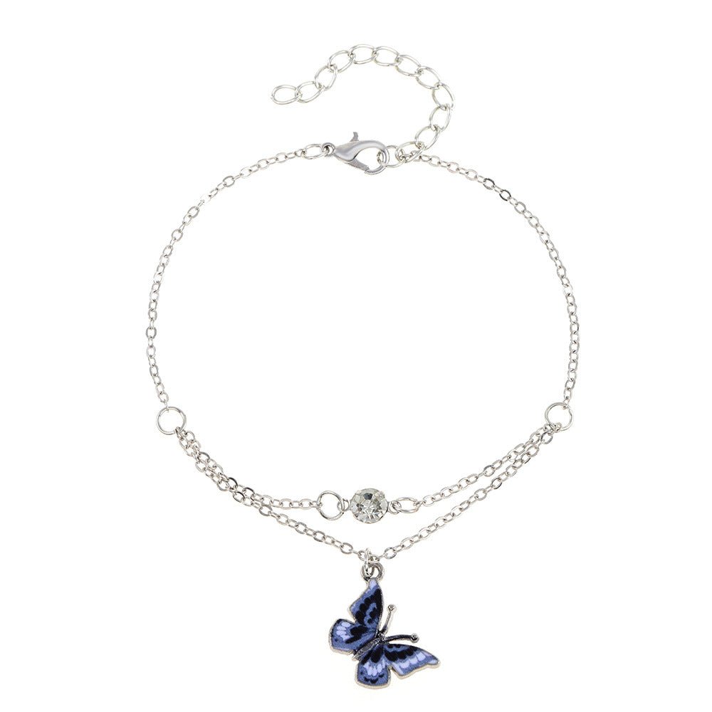 Dazzling bohemian style double layer with dreamy butterfly design versatile anklet - JuVons