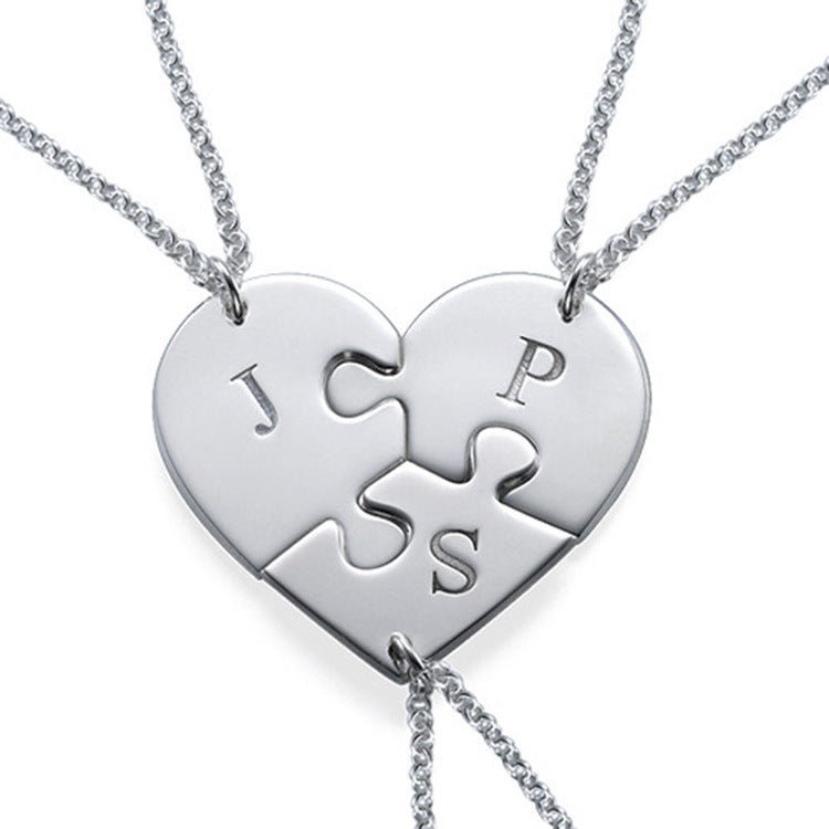 Dazzling Puzzle Heart Customizable Name Design Necklace - JuVons