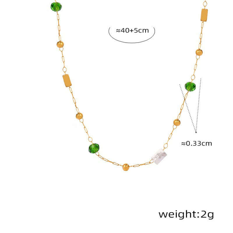 Delicate18K gold collarbone chain and gemstone design necklace - JuVons