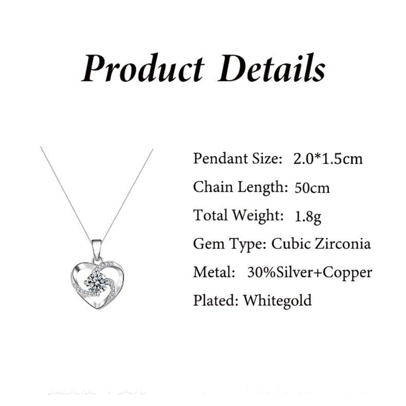 Eternal Heart Hollow Heart Shaped Diamond Design Gift Box Necklace for Sister - JuVons