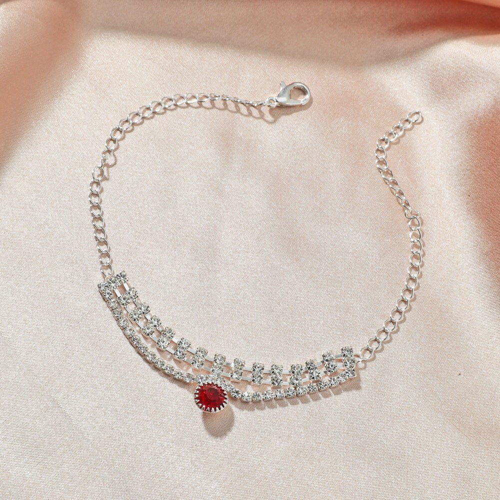 Exquisite atmosphere with diamonds and bohemian pearl love design beach wind anklet - JuVons
