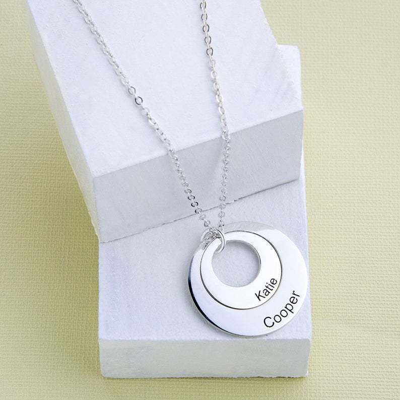 Exquisite Round Double Stacked Ring Customizable Name Design Necklace - JuVons