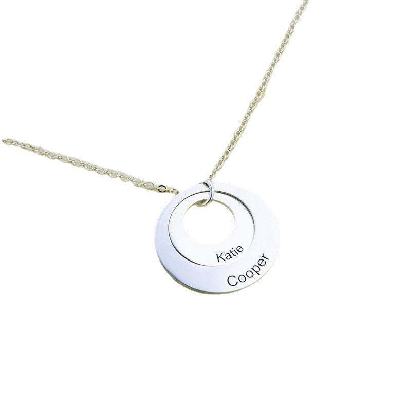 Exquisite Round Double Stacked Ring Customizable Name Design Necklace - JuVons