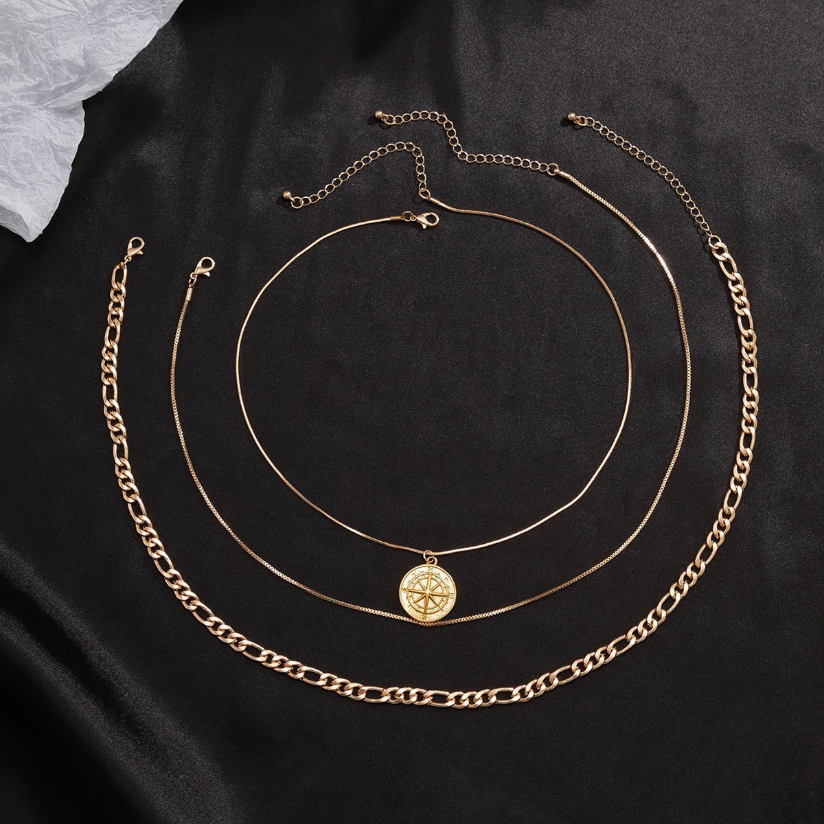 Fashion Vintage Compass Multi-layered Versatile Necklace - JuVons
