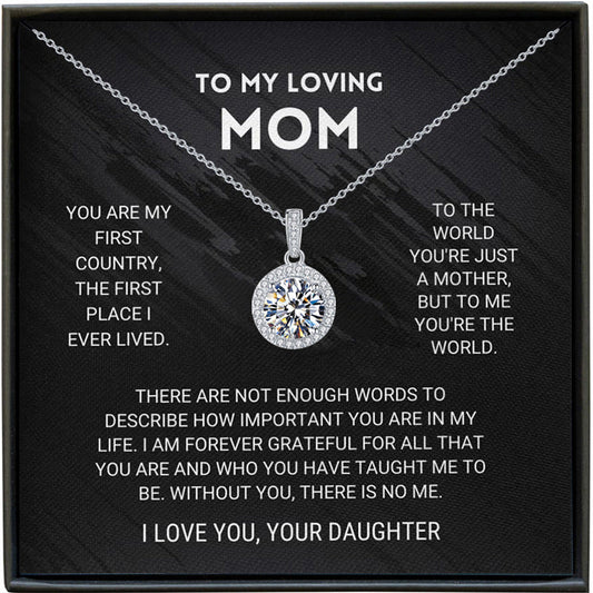 Full Moon Diamond Paved Gift Box Pendant Necklace for Dear Mom - JuVons