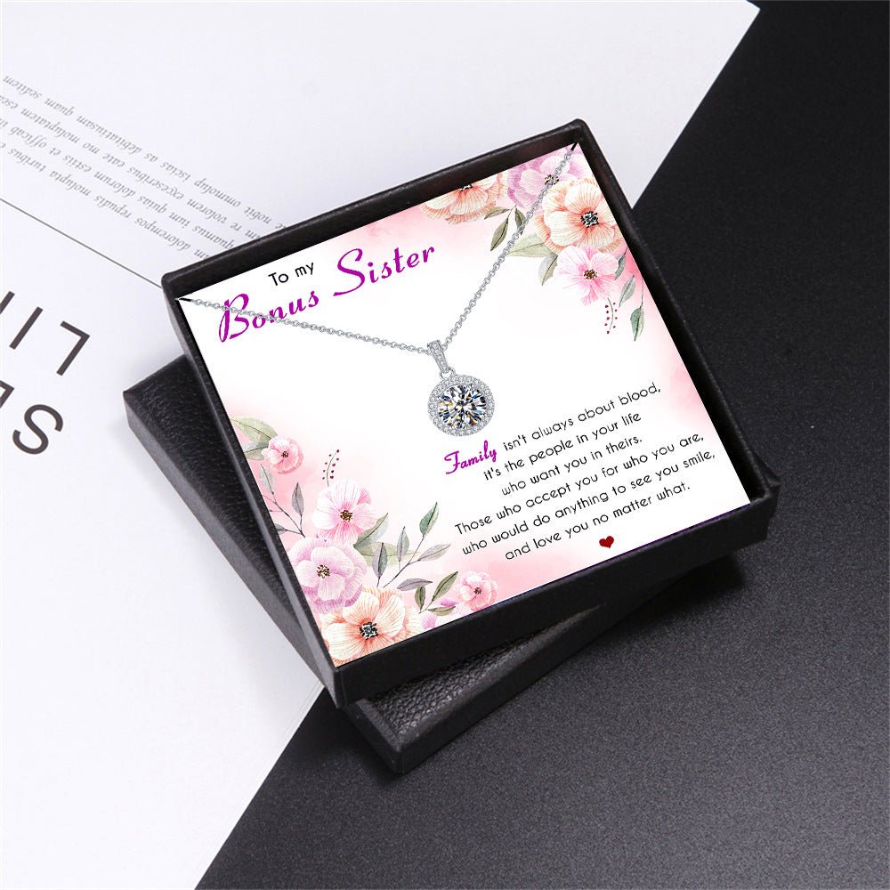 Full Moon Night Diamond-studded Design Gift Box Pendant Necklace for Sister - JuVons