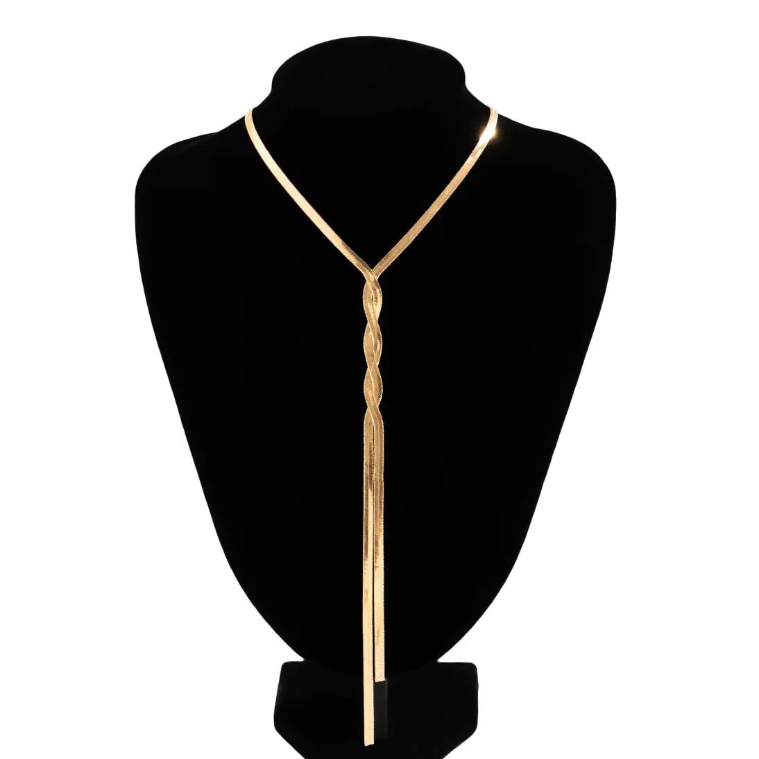 Ingemark Kpop Adjustable Flat Snake Long Chain Necklace - JuVons
