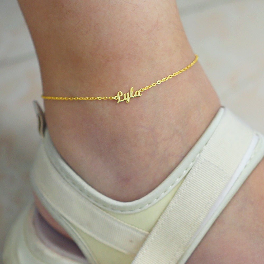 Light luxury fashion customizable name design simple wind anklet - JuVons