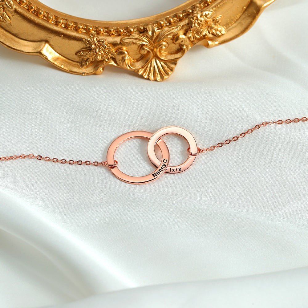 Luxury double ring interlocking customizable name design necklace - JuVons