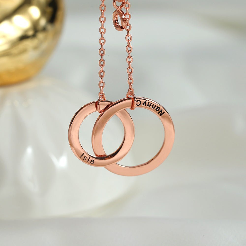 Luxury double ring interlocking customizable name design necklace - JuVons