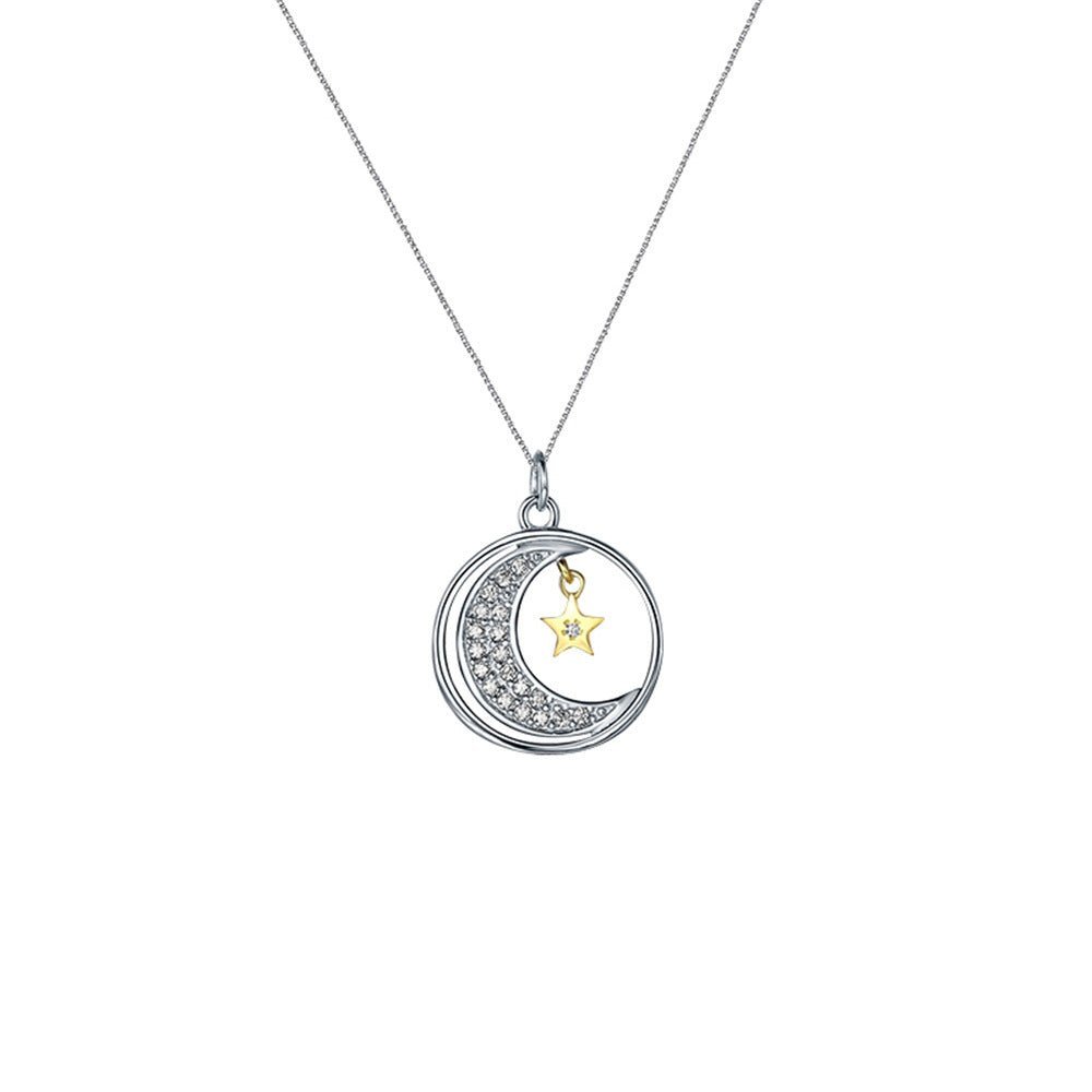 Luxury Moon Star Hollow Diamond Gift Box Pendant Necklace for My Dear Niece - JuVons