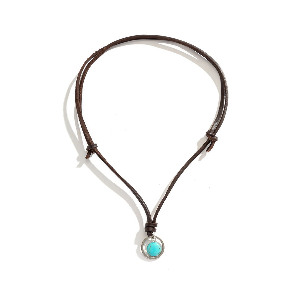 Novel trendy ring hollow out with turquoise design all-match necklace - JuVons