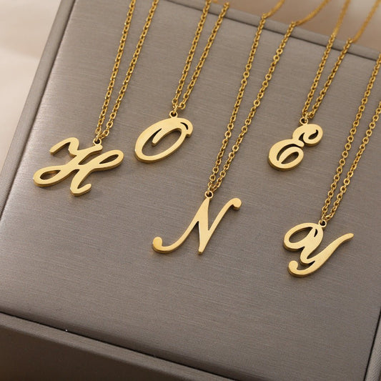 Stainless Steel 26 English Letter Necklace - JuVons