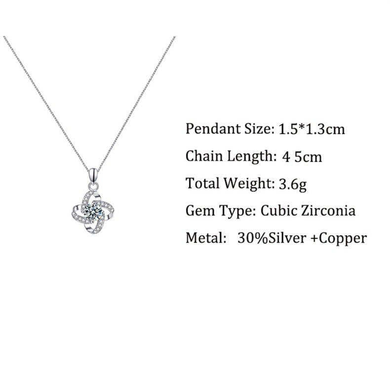 Swirling Four Leaf Clover Diamond Design Gift Box Pendant Necklace for Mother-in-law - JuVons