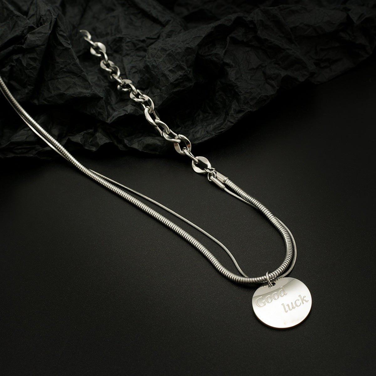Trendy double-layer stacked wear with round design versatile pendant necklace - JuVons