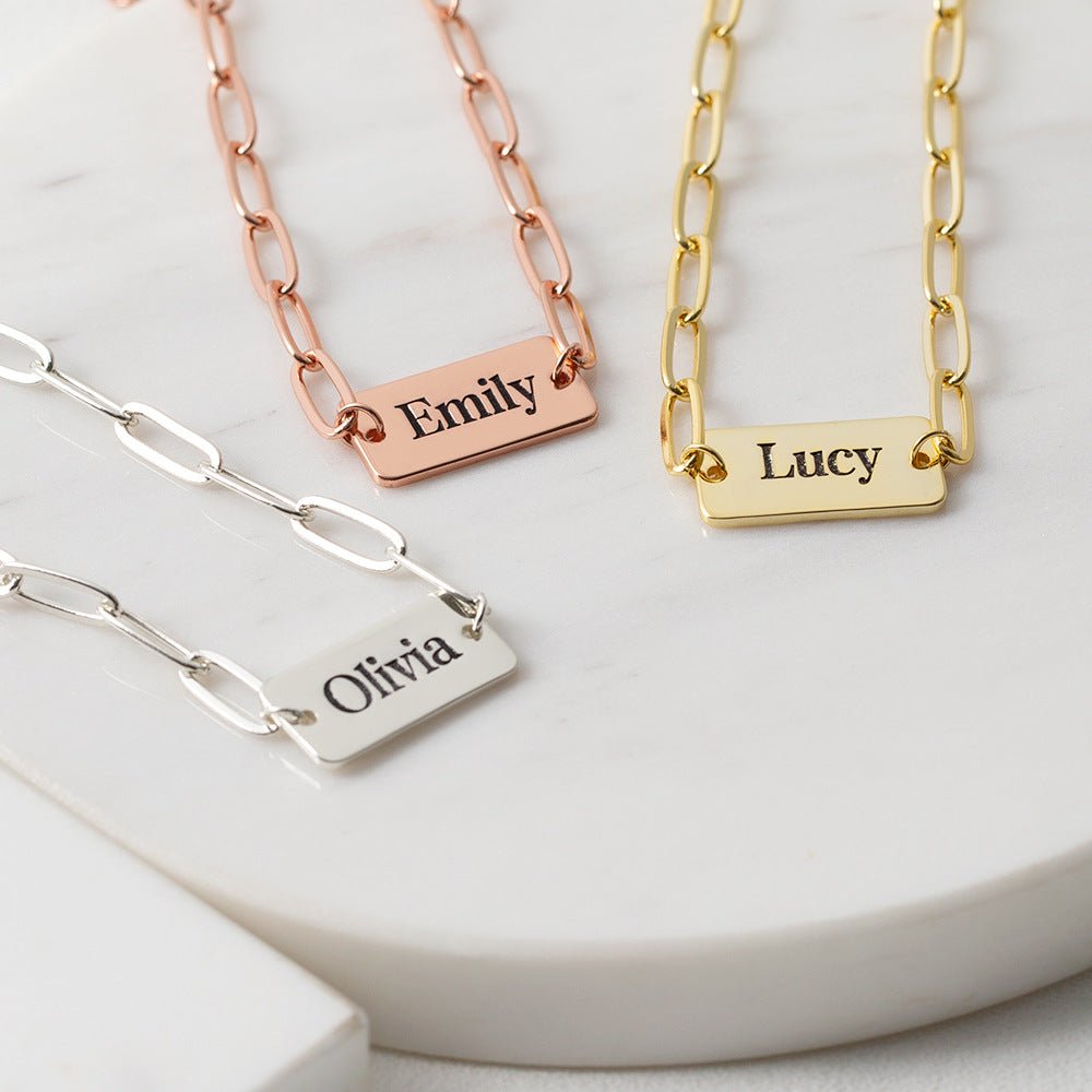 Trendy fashion paper clip with square card can be customized name design all-match bracelet - JuVons