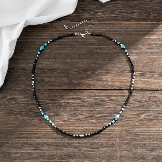 Trendy fashion stitching turquoise bohemian bead design all-match necklace - JuVons