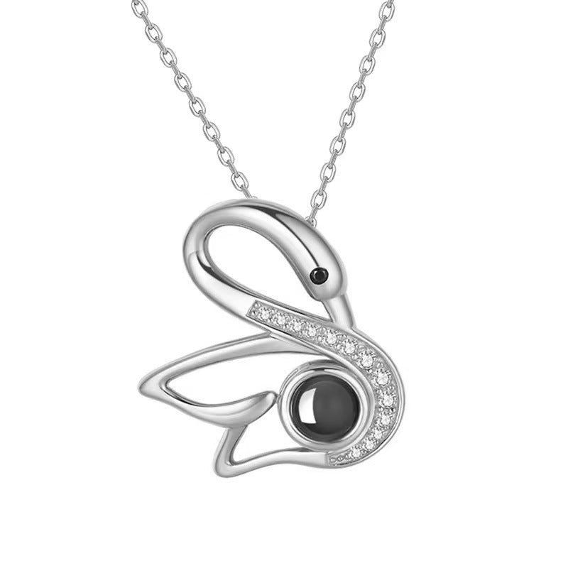 Unique swan diamond design projection necklace - JuVons