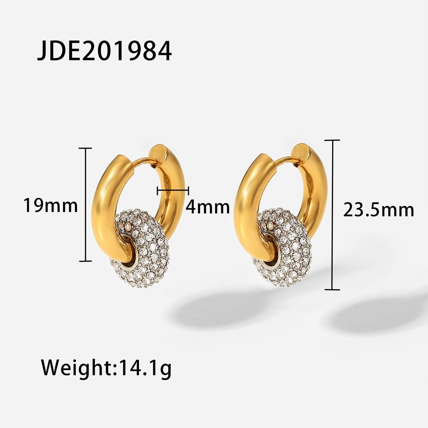 Zircon Hoop Drop Earrings 18K Gold Earrings - JuVons